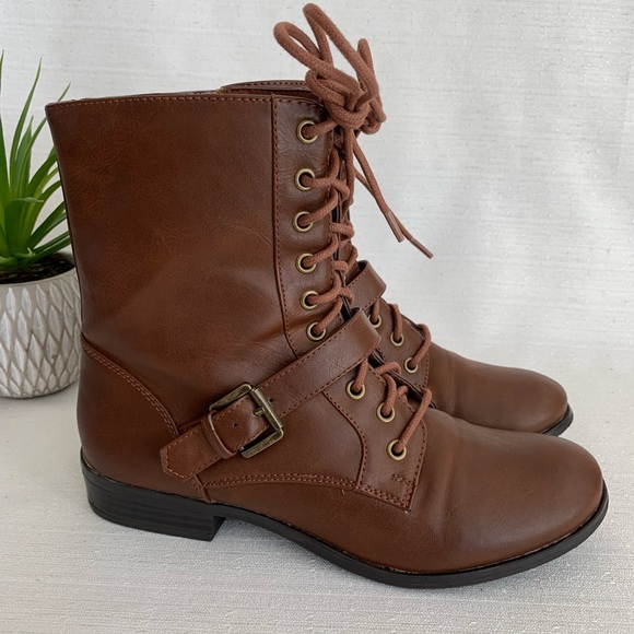a.n.a. Brown Faux Leather lace Up Boots Woman’s 7.5M - Picture 5 of 12